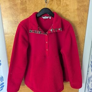 Vineyard Vines Red Fleece With Plaid Accents
